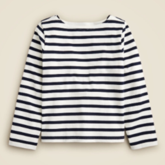 J.Crew Classic Mariner Boatneck Tee * Ivory & Navy* Small - Picture 1 of 6